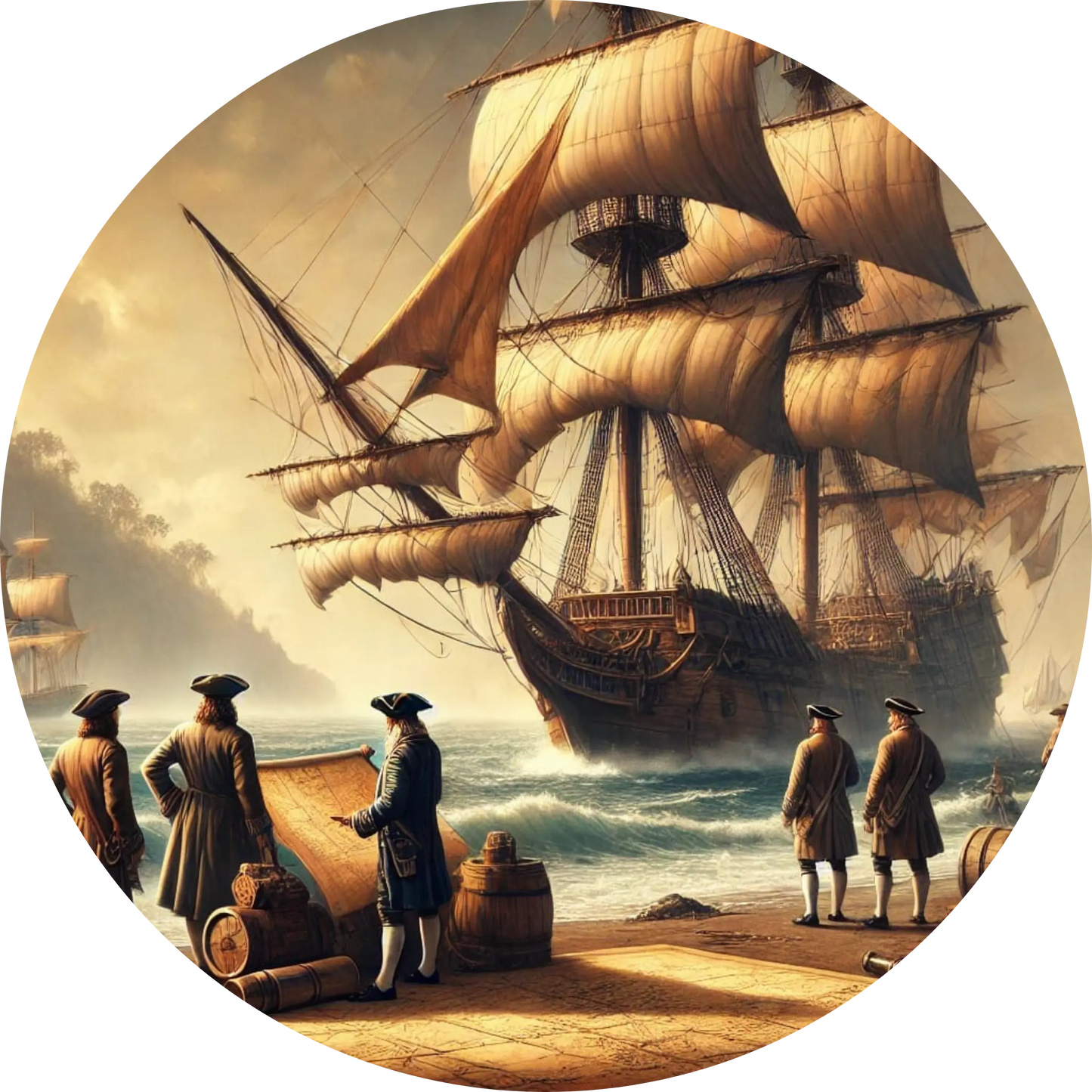 Tortenaufleger Seefahrer, Piraten & Atlantis – Essbares Fondantbild (Erwachsene, rund ∅ 20 cm) - Tisch&Torte