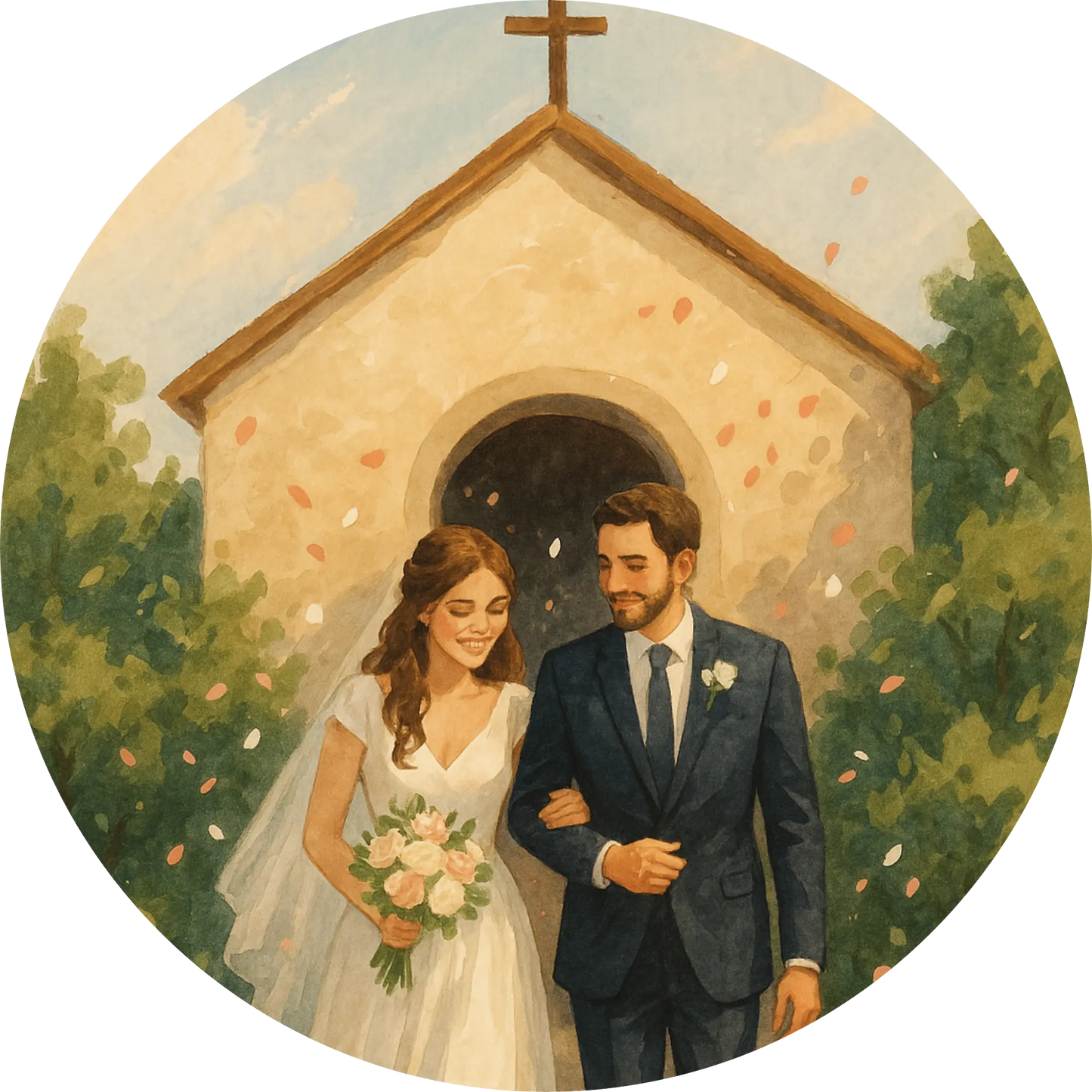 Tortenaufleger Hochzeit, Verlobung & zum Hochzeitstag – Essbares Fondantbild (Erwachsene, rund ∅ 20 cm) - Tisch&Torte