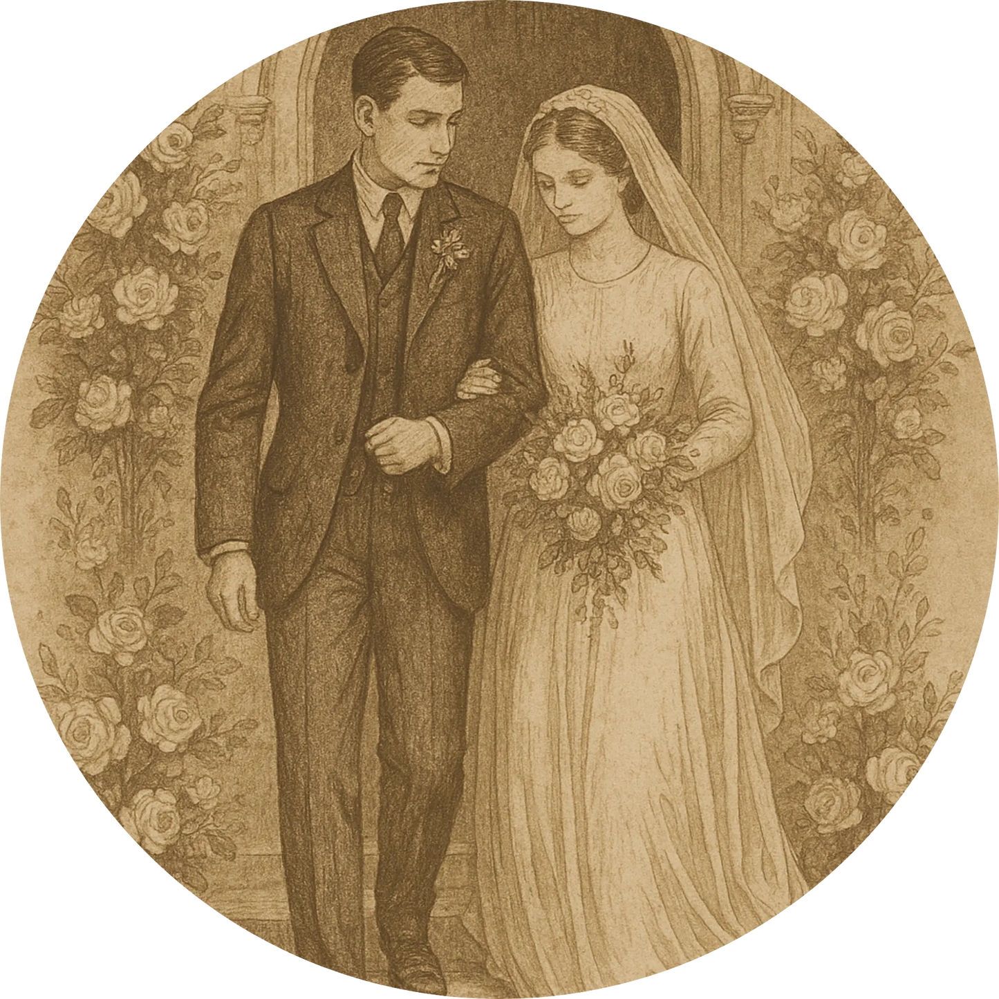Tortenaufleger Hochzeit, Verlobung & zum Hochzeitstag – Essbares Fondantbild (Erwachsene, rund ∅ 20 cm) - Tisch&Torte