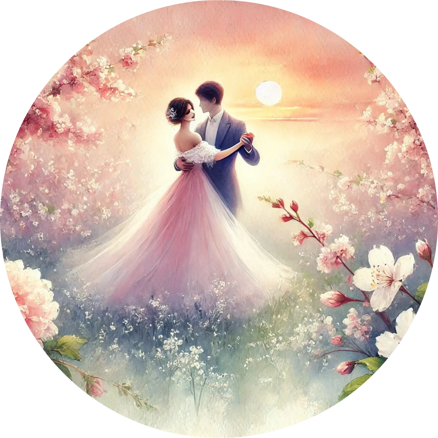 Tortenaufleger Hochzeit, Verlobung & zum Hochzeitstag – Essbares Fondantbild (Erwachsene, rund ∅ 20 cm) - Tisch&Torte