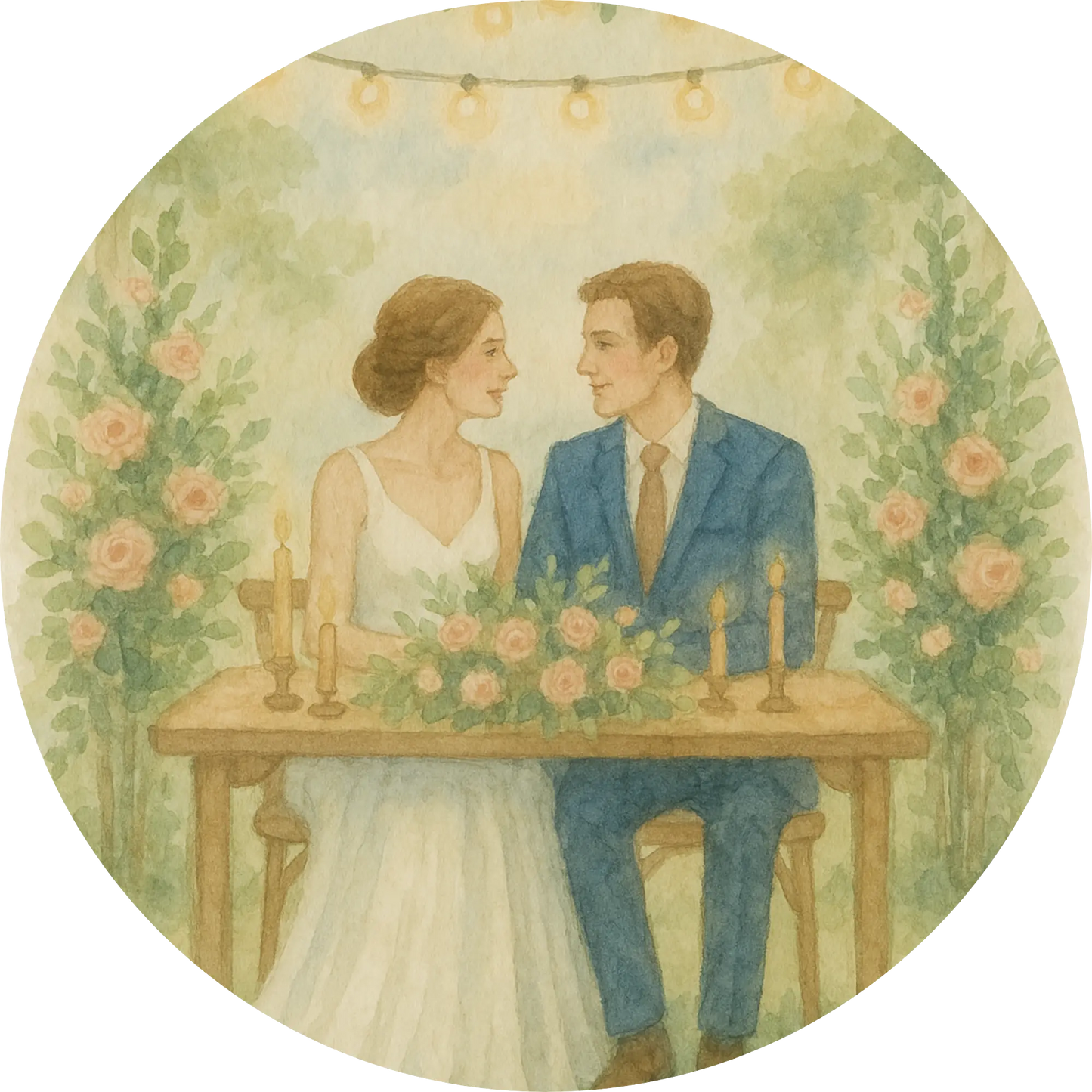 Tortenaufleger Hochzeit, Verlobung & zum Hochzeitstag – Essbares Fondantbild (Erwachsene, rund ∅ 20 cm) - Tisch&Torte