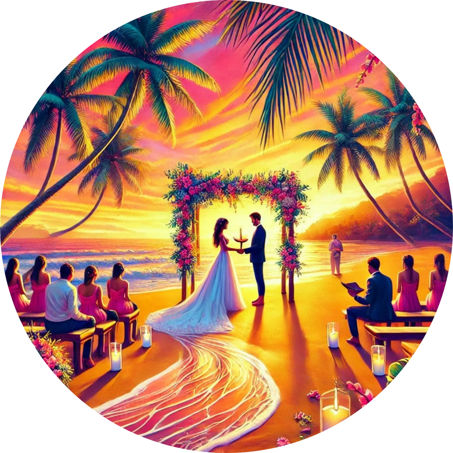 Tortenaufleger Hochzeit, Verlobung & zum Hochzeitstag – Essbares Fondantbild (Erwachsene, rund ∅ 20 cm) - Tisch&Torte
