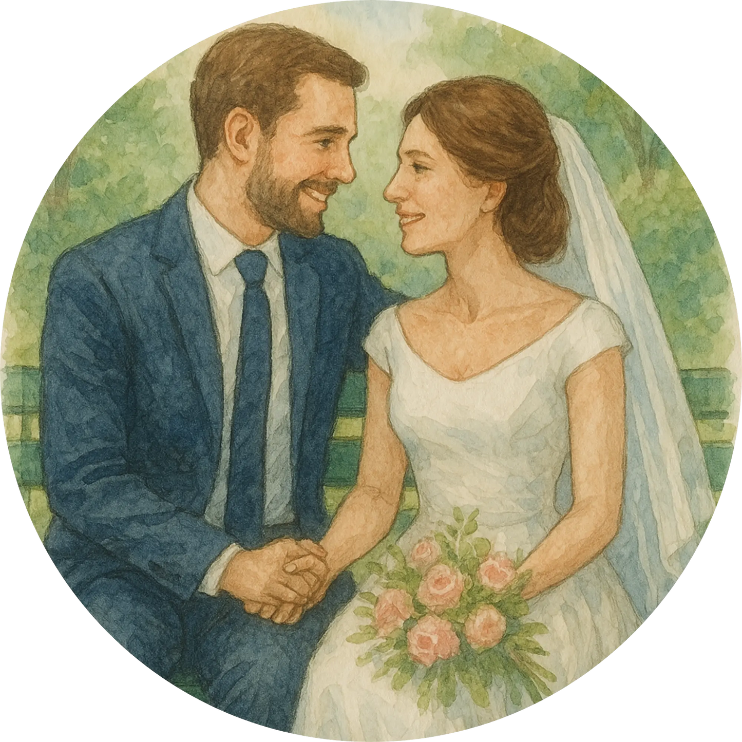 Tortenaufleger Hochzeit, Verlobung & zum Hochzeitstag – Essbares Fondantbild (Erwachsene, rund ∅ 20 cm) - Tisch&Torte
