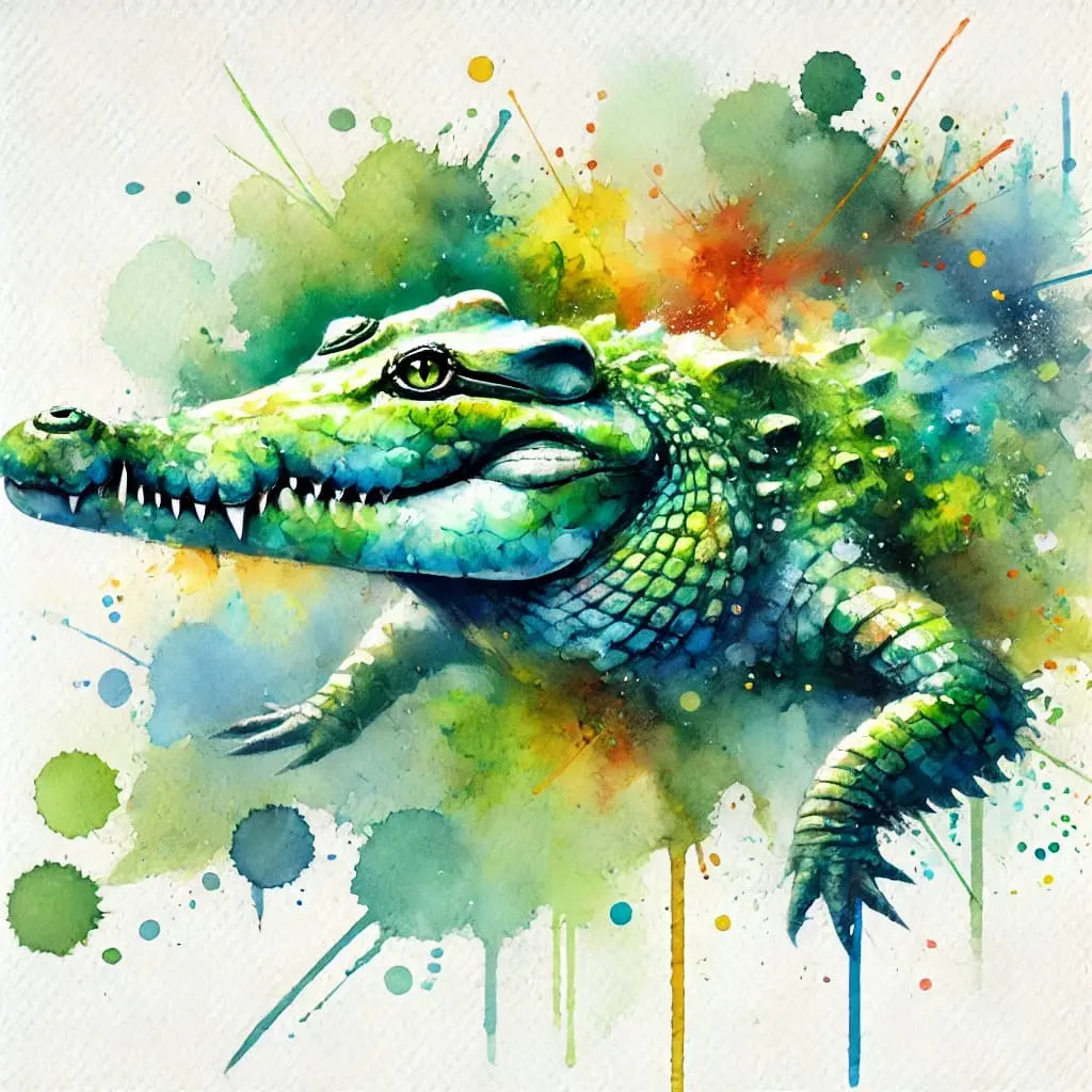Farbenfrohes Krokodil mit Aquarelleffekt