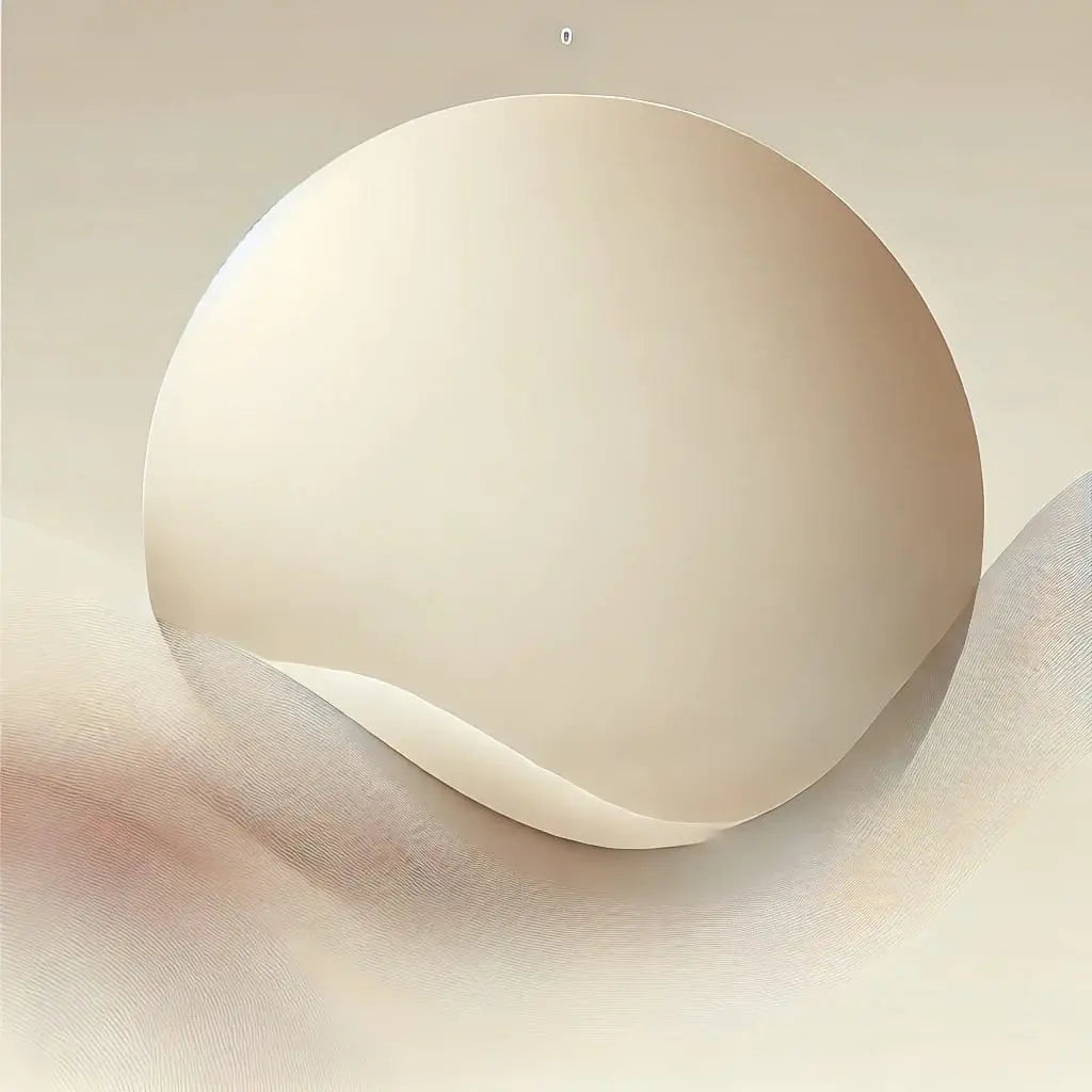 Abstrakte runde Form mit Wellenstruktur in Beige – Sanftes Design mit einem großen beigen Kreis und transluzenter Wellenstruktur auf hellem Hintergrund.