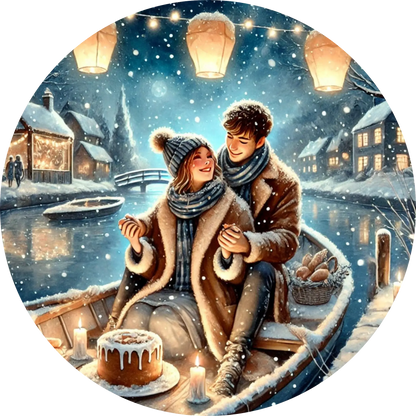 Tortenaufleger Romantik – Essbares Fondantbild (Erwachsene, rund ∅ 20 cm) - Tisch&Torte