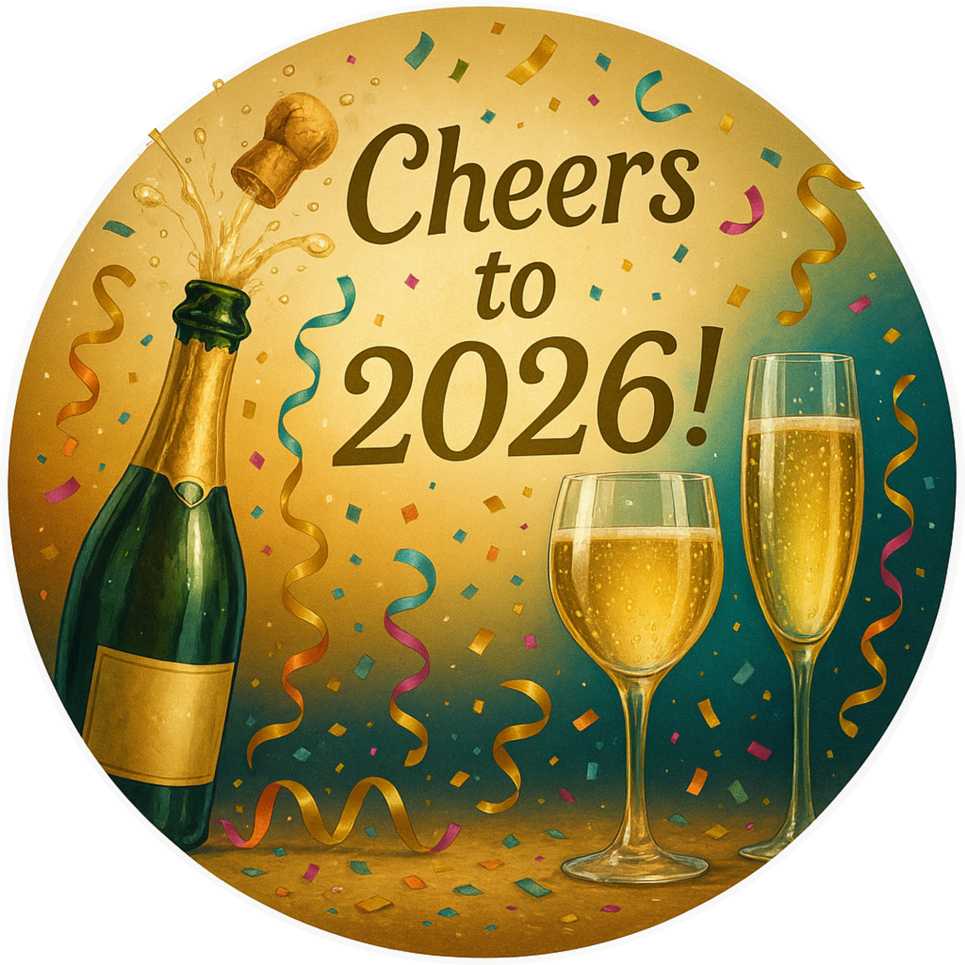 Tortenaufleger „Silvester“ – Essbares Fondantbild (rund ∅ 20 cm) Mein Shop