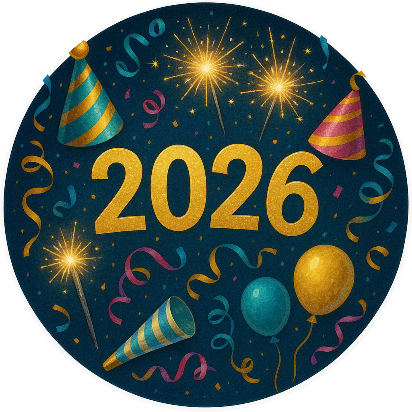 Tortenaufleger „Silvester“ – Essbares Fondantbild (rund ∅ 20 cm) Mein Shop