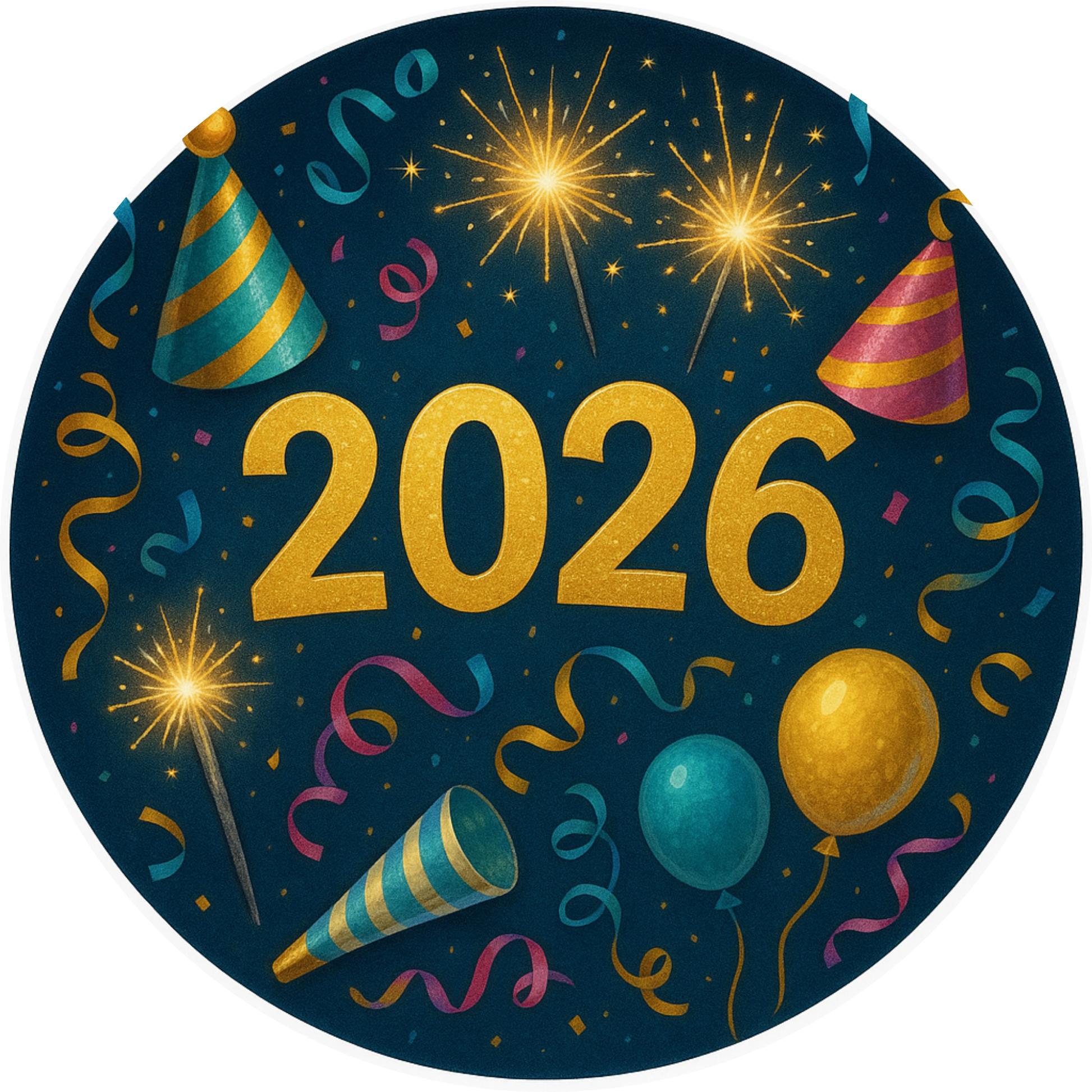 Tortenaufleger „Silvester“ – Essbares Fondantbild (rund ∅ 20 cm) Mein Shop