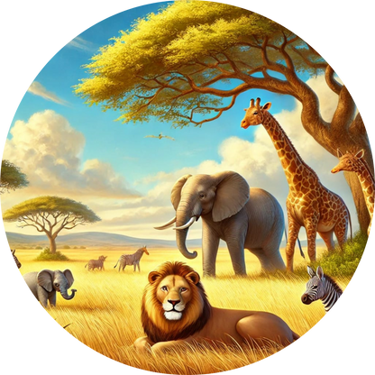 Tortenaufleger Tiere – Essbares Fondantbild (Kinder & Teenies, rund ∅ 20 cm) - Tisch&Torte