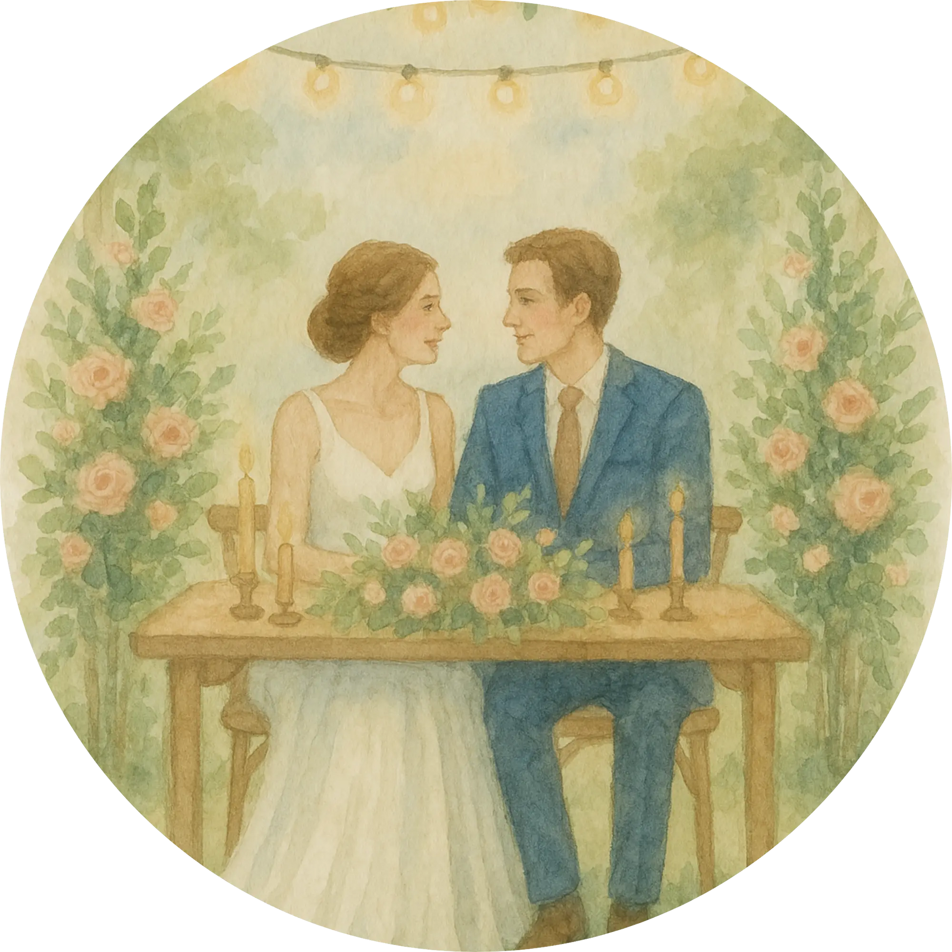 Tortenaufleger Hochzeit, Verlobung & zum Hochzeitstag – Essbares Fondantbild (Erwachsene, rund ∅ 20 cm) - Tisch&Torte