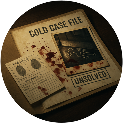 Tortenaufleger „True Crime & Crime“ – Essbares Fondantbild (rund ∅ 20 cm) Mein Shop