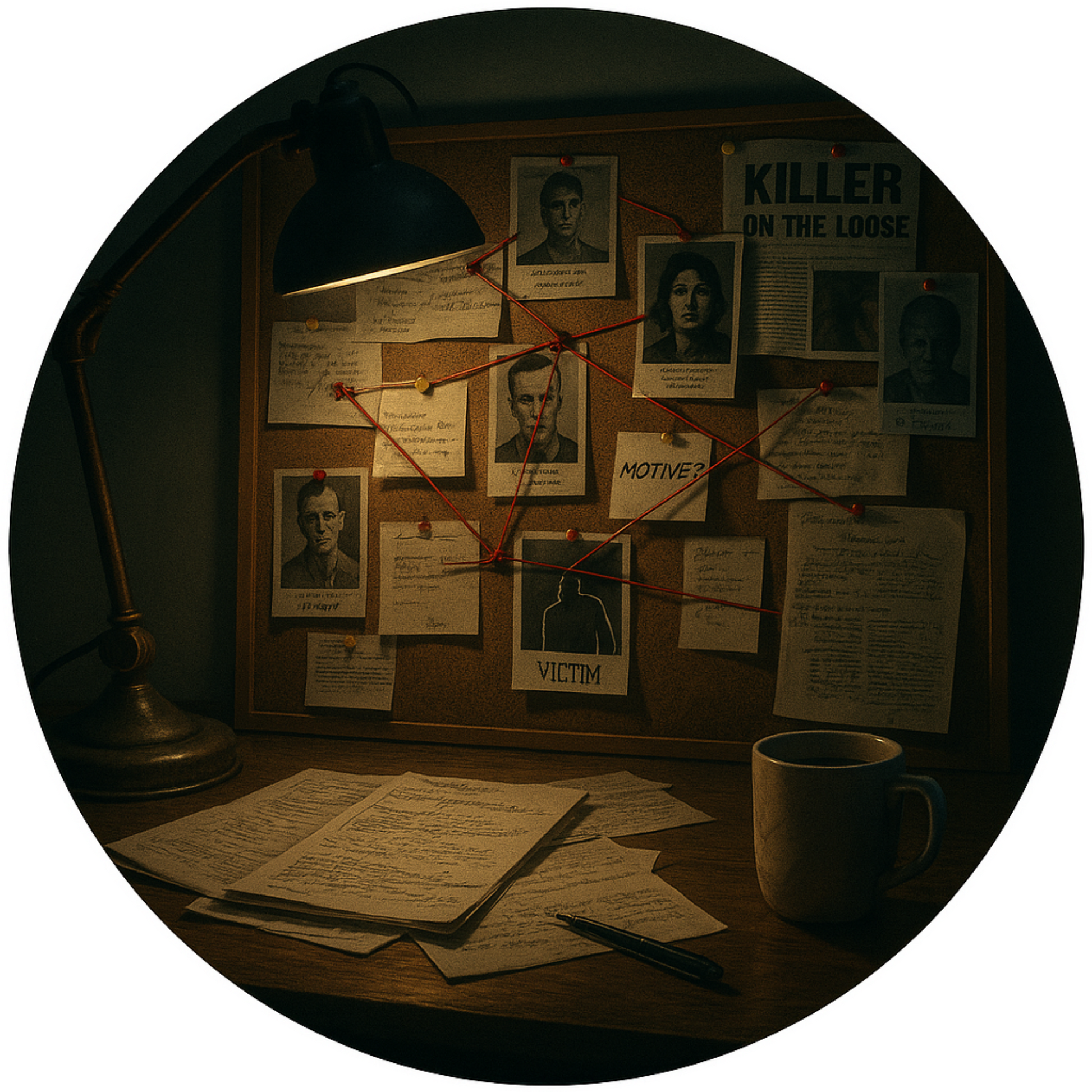 Tortenaufleger „True Crime & Crime“ – Essbares Fondantbild (rund ∅ 20 cm) Mein Shop