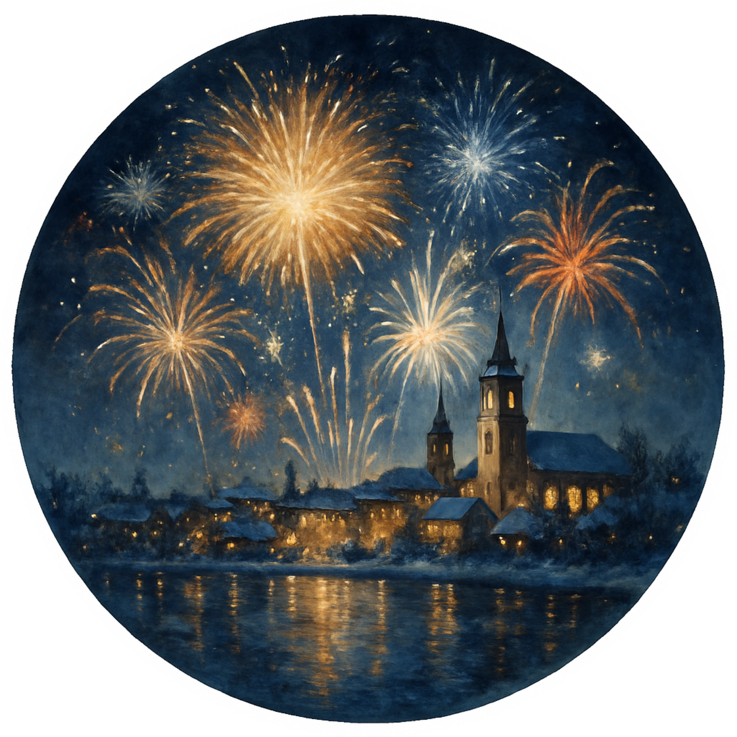 Tortenaufleger „Silvester“ – Essbares Fondantbild (rund ∅ 20 cm) Mein Shop