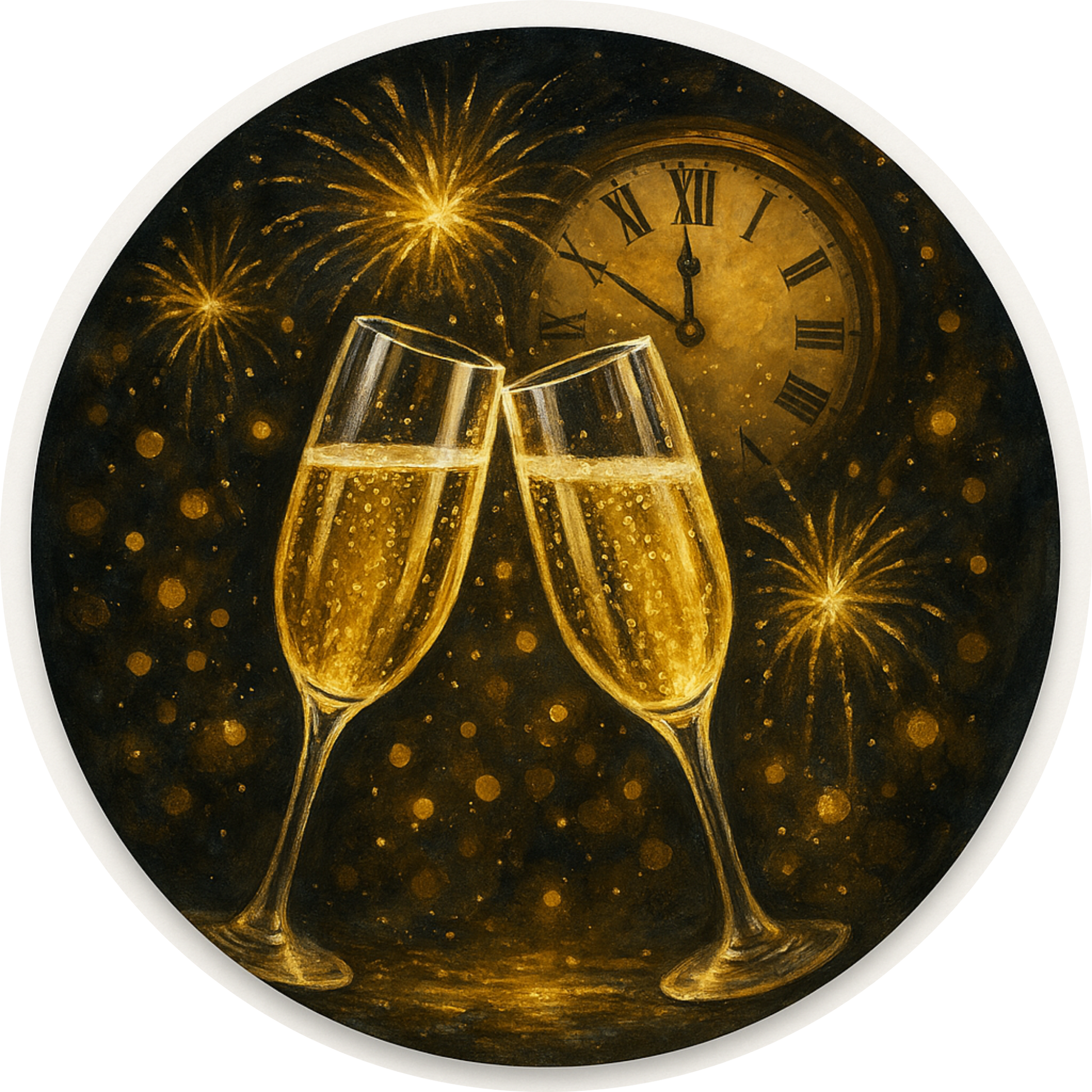 Tortenaufleger „Silvester“ – Essbares Fondantbild (rund ∅ 20 cm) Mein Shop