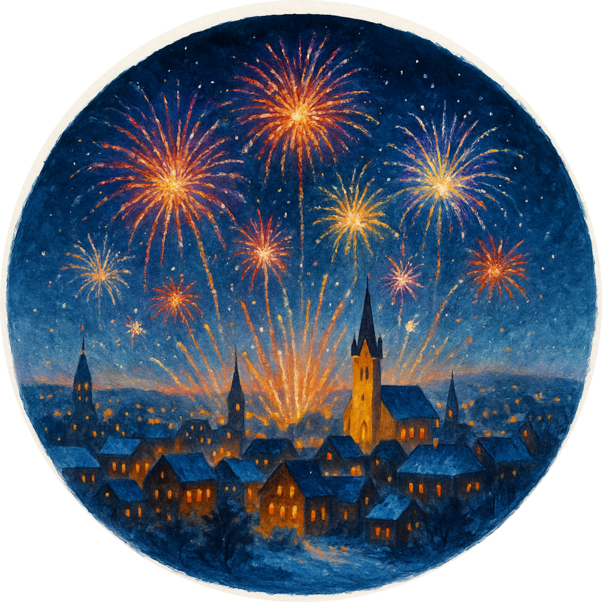 Tortenaufleger „Silvester“ – Essbares Fondantbild (rund ∅ 20 cm) Mein Shop