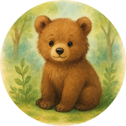 Braunbärbaby mit flauschigem Fell, freundlich blickend
