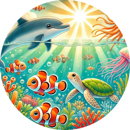 Bunte Unterwasserwelt mit vielen Clownfischen