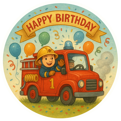 Feuerwehr Design Kindergeburtstag mit Happy Birthday Banner