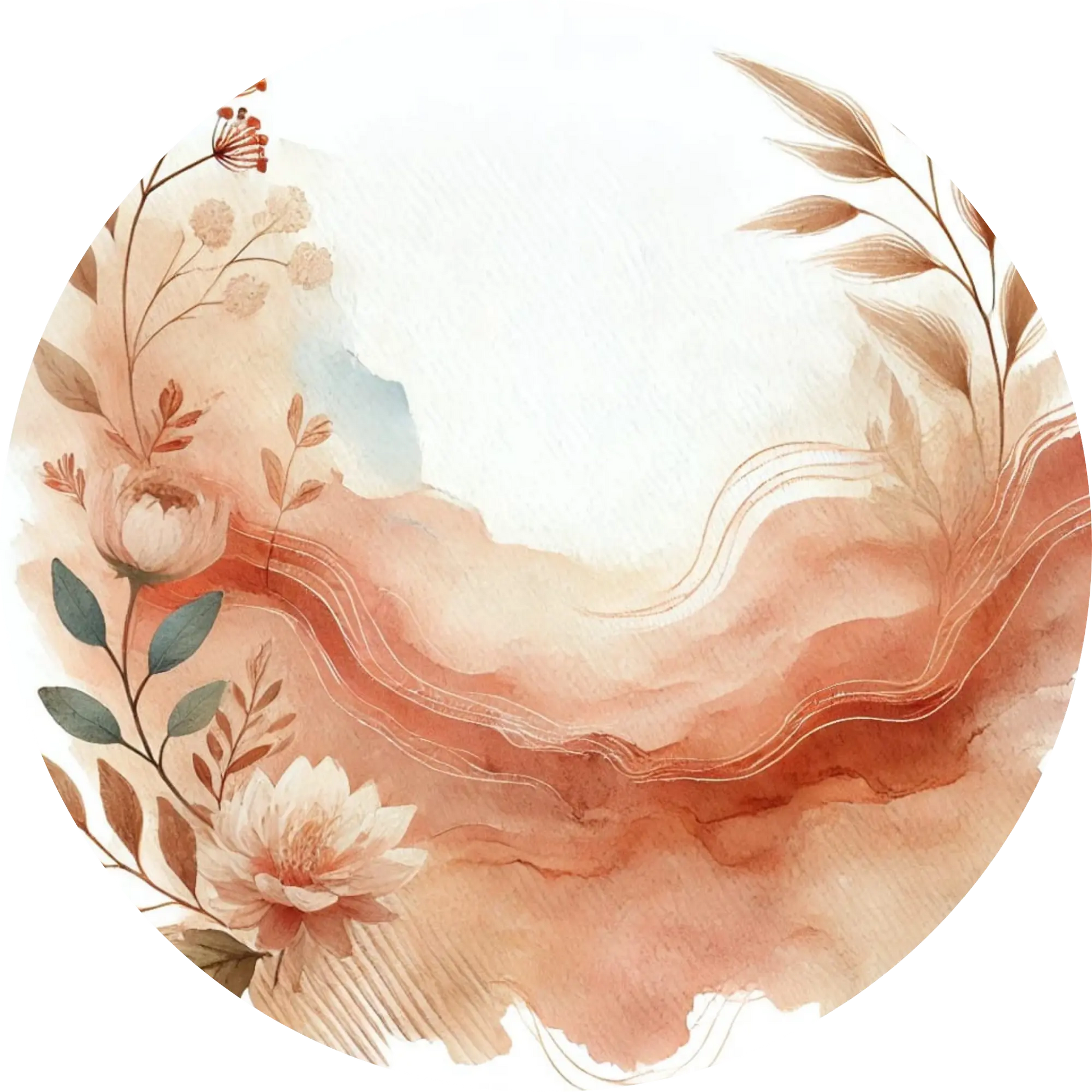 Zarte florale Welle in Aquarell-Orange auf hellem Untergrund
