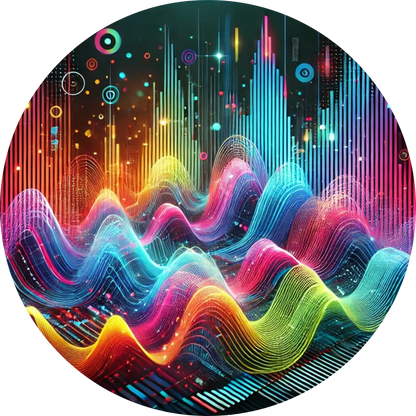 Abstrakte Neonwellen in verschiedenen Farben auf dunklem Hintergrund
