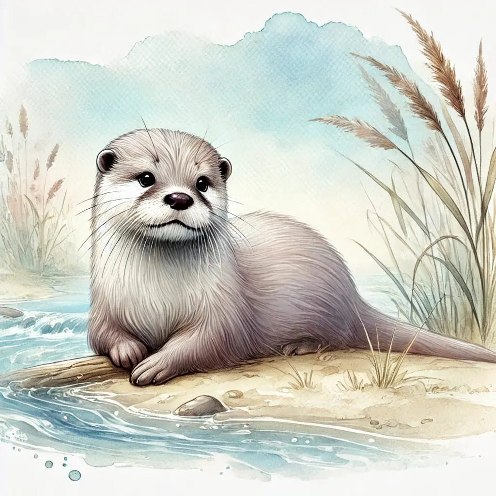 Otter am Ufer mit elegantem Fell und verträumtem Blick