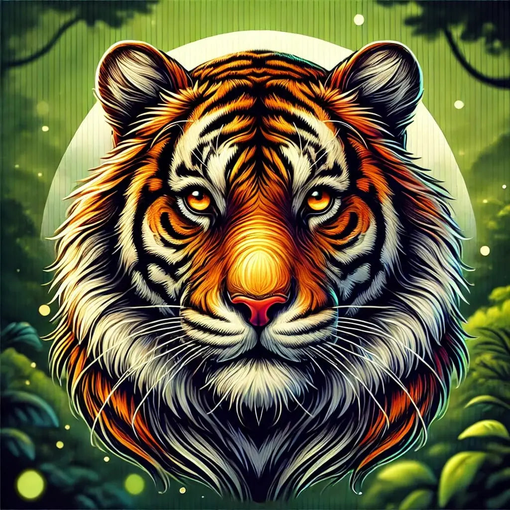  Majestätischer Tiger mit leuchtenden Farben und Mustern
